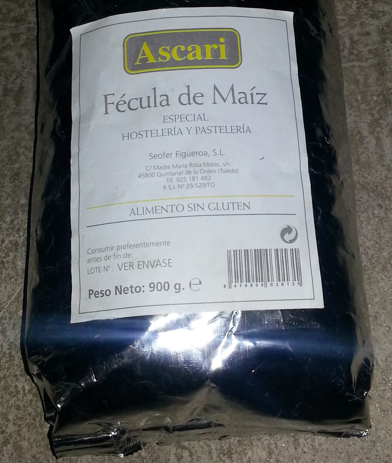 Harina Almidon de Maiz Bolsa 900 gramos,caja 10 · Ascari