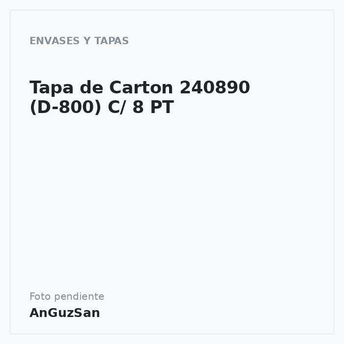 Tapa de Carton 240890 (D-800) C/ 8 PT