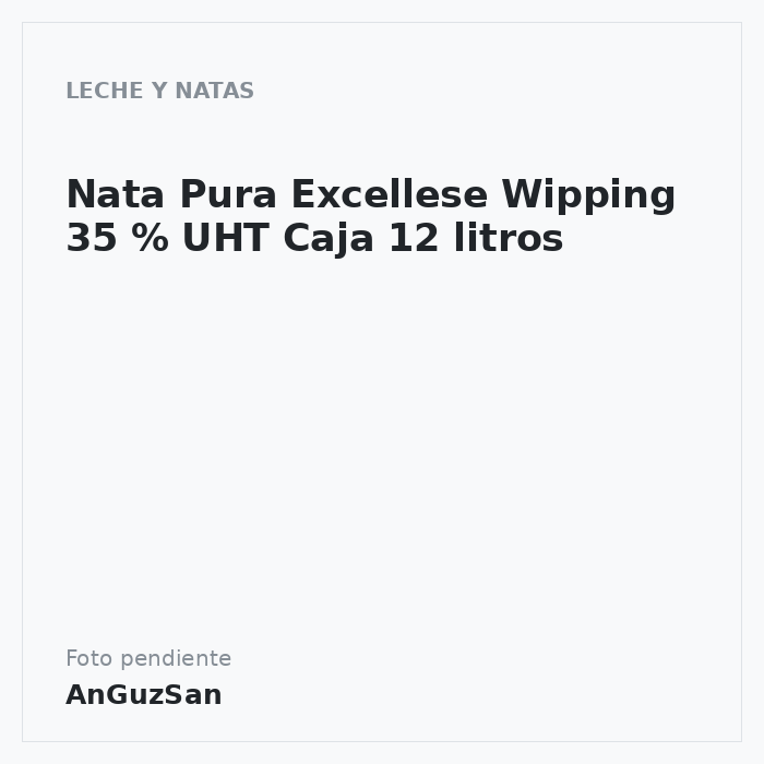 Nata Pura Excellese Wipping 35 % UHT  Caja 12 litros · 12 unidades · Elle-Vire