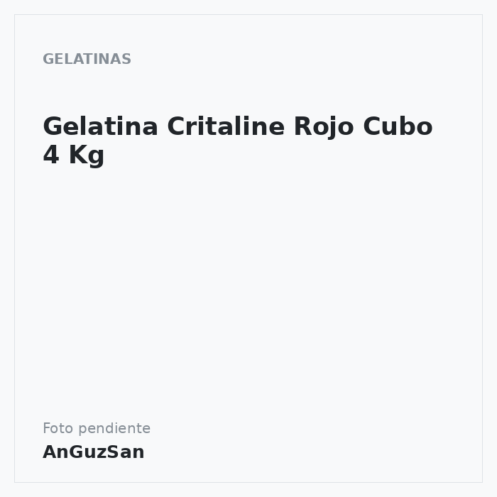 Gelatina Critaline Rojo Cubo 4 Kg · Martin Braun