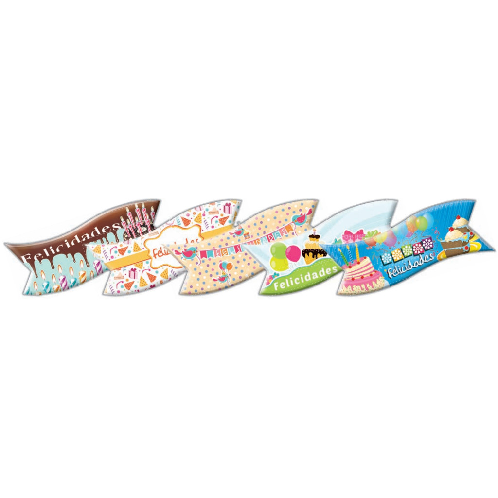 Letrero Oblea Felicidades 9½X4 Cm · 48 unidades · Artipas
