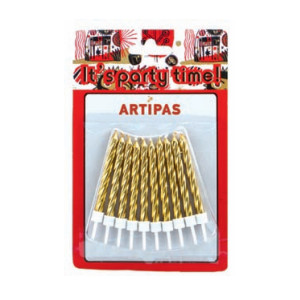 Velas Rizadas Oro + Portavelas · Artipas