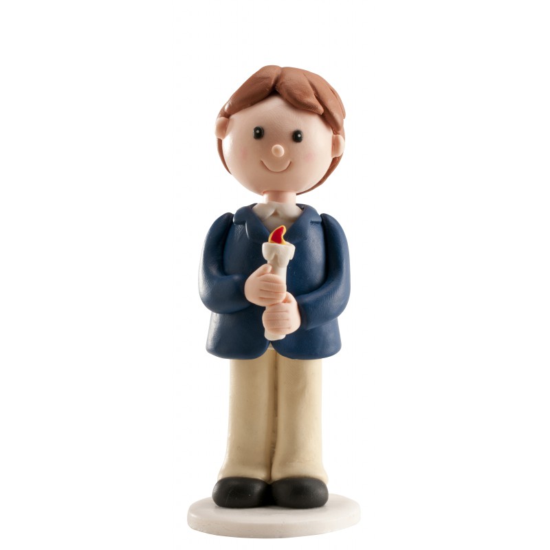 Niño Comunión con vela 13 cm Clay · 6 unidades · Dekora