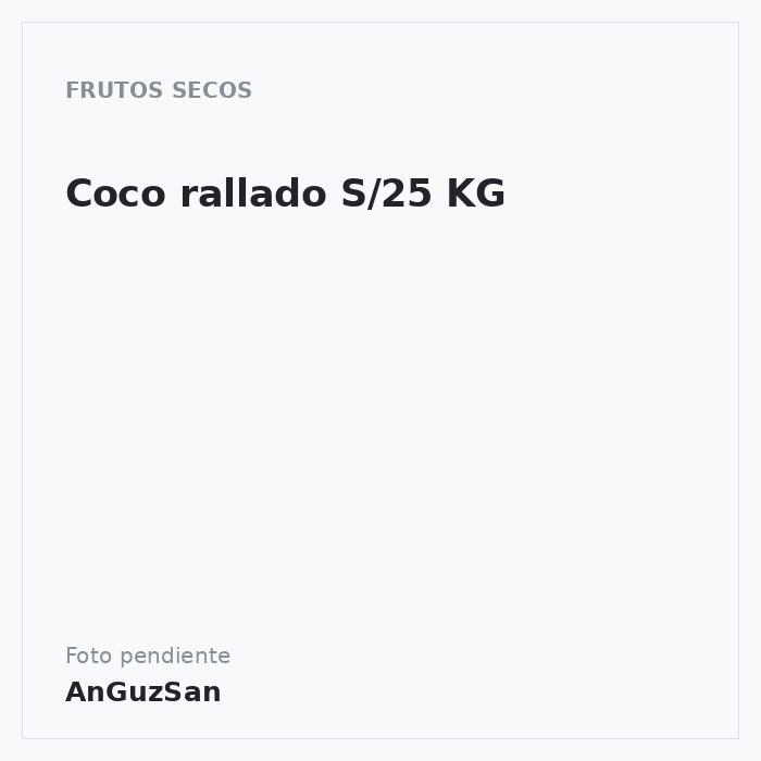 Coco rallado S/25 KG · 25 unidades · Aceman