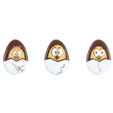 Placa oval hueco c/pollo chocolate 38x24 mm · 160 unidades · Artipas