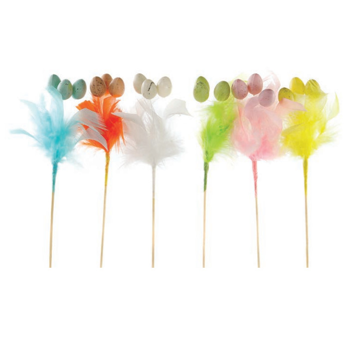 Pick plumas con huevos 15 cm · 12 unidades · Artipas