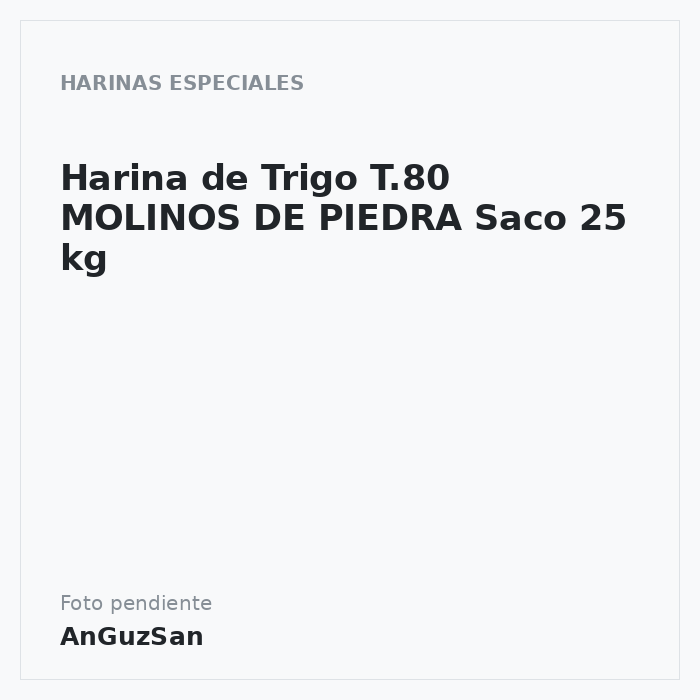 Harina de Trigo T.80 MOLINOS DE PIEDRA Saco 25 kg · BOBO