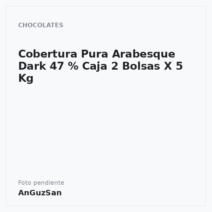 Cobertura Pura Arabesque Dark 47 %  Caja 2 Bolsas  X 5 Kg · 5 unidades · Zeelandia