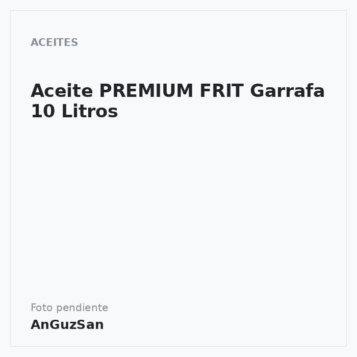 Aceite PREMIUM FRIT Garrafa 10 Litros · 10 unidades · Master M
