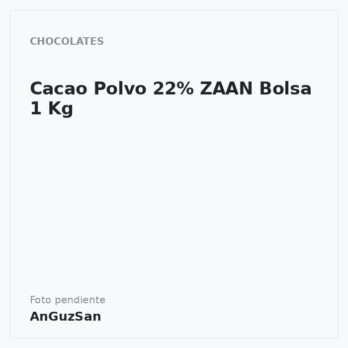 Cacao Polvo 22% ZAAN Bolsa 1 Kg
