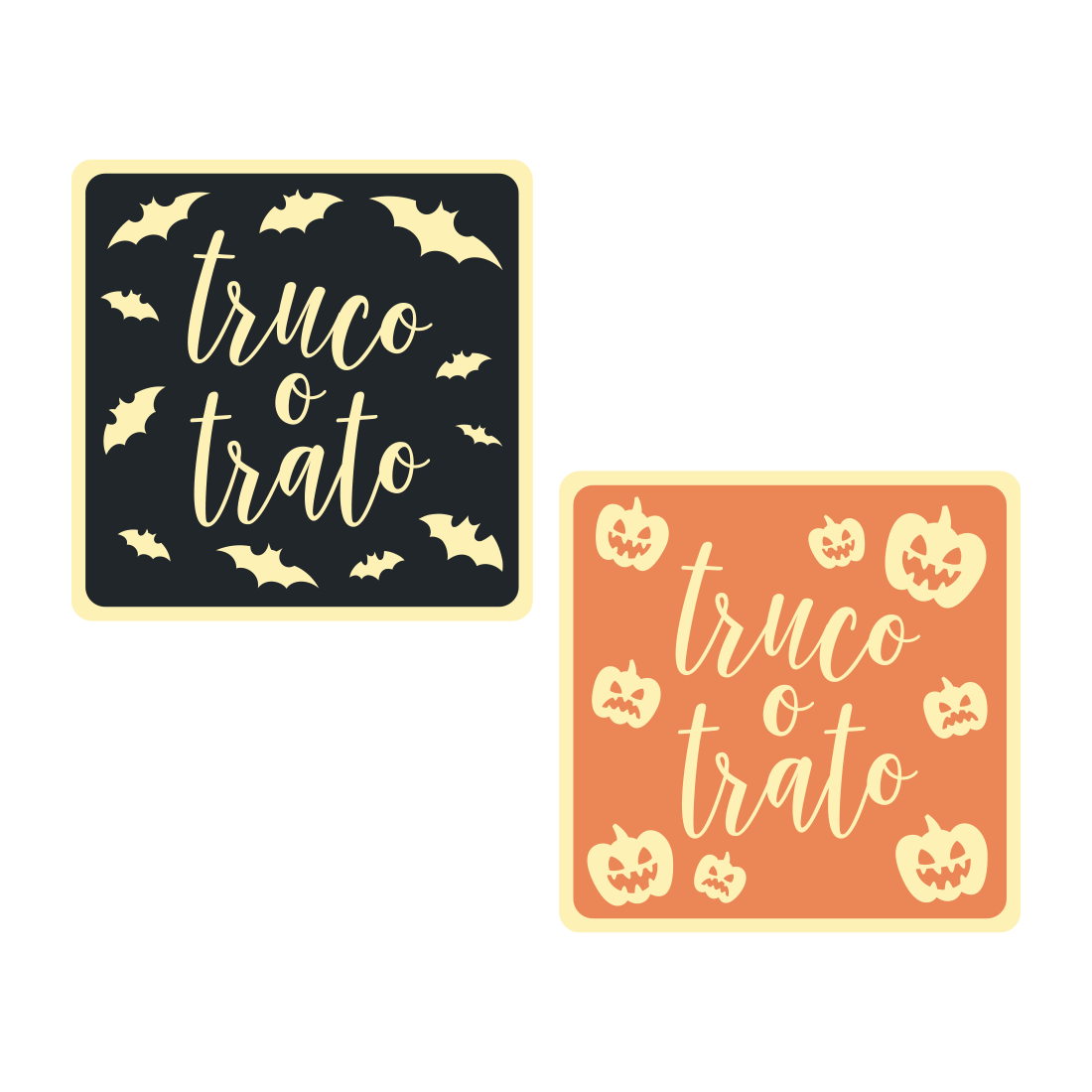 Placa *Truco o trato* de chocolate blanco 30x30 mm (224 u.) · 224 unidades · Artipas