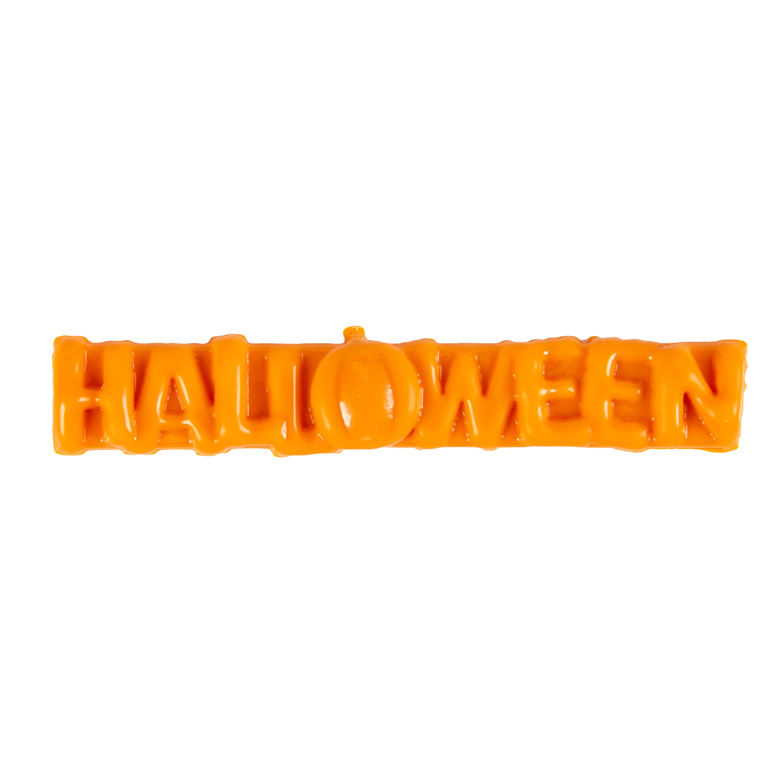 Letrero naranja *Halloween* de chocolate blanco 90x18 mm (24 u.) · 24 unidades · Artipas