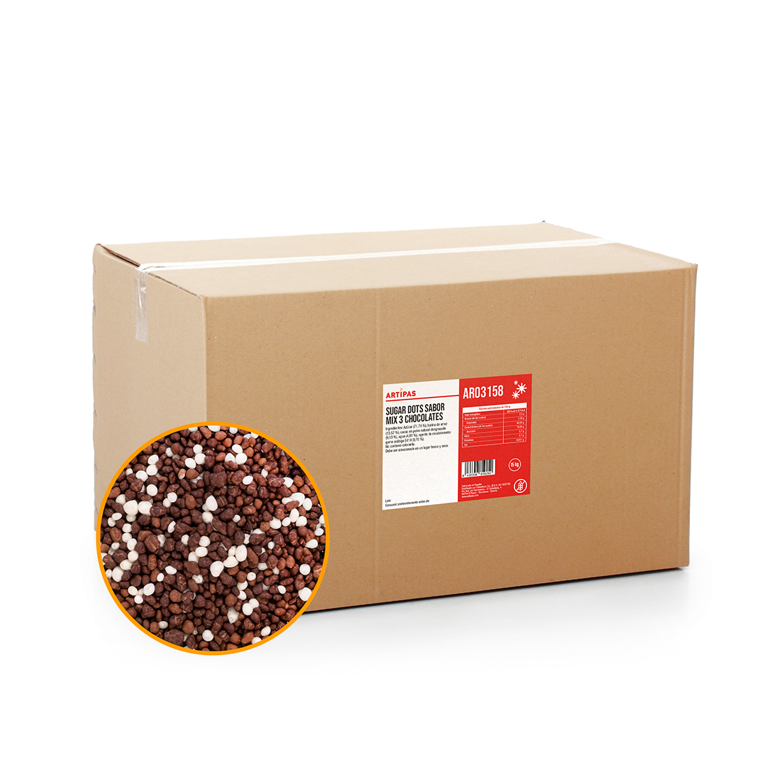 Sugar Dots de Cacao Mix (15 kg) · Artipas