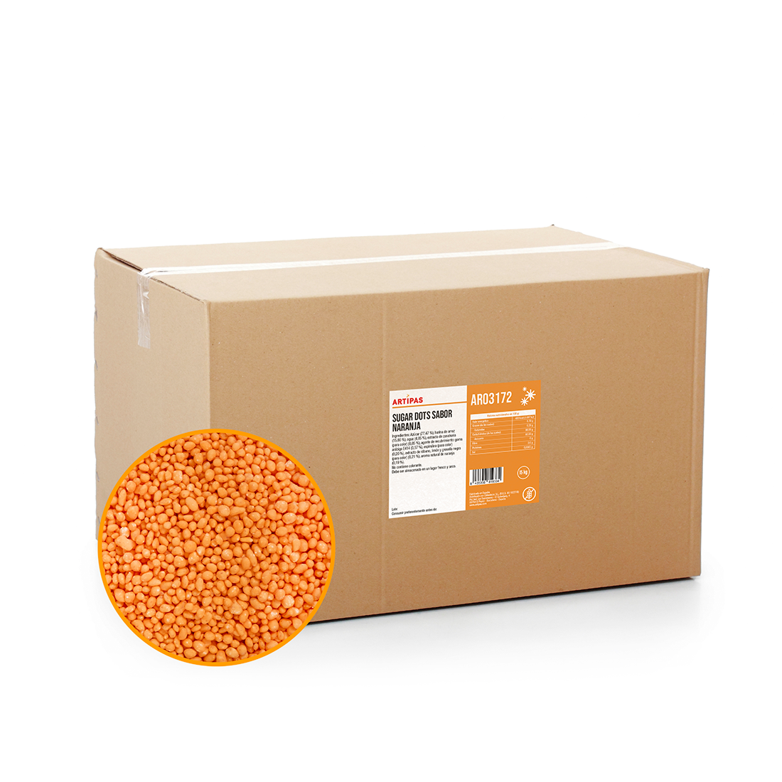 Sugar Dots Sabor Naranja (15 Kg) · Artipas