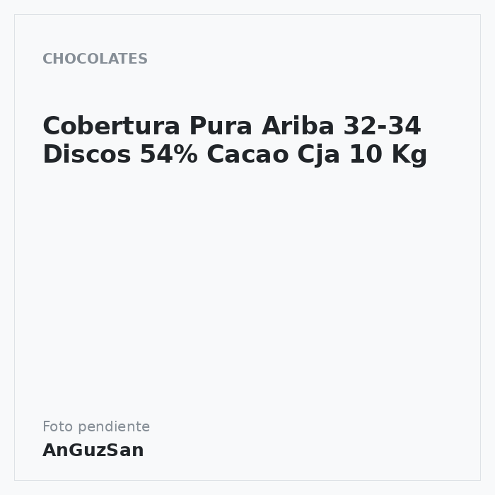Cobertura Pura Ariba 32-34 Discos 54% Cacao Cja 10 Kg · 10 unidades · Master Martini
