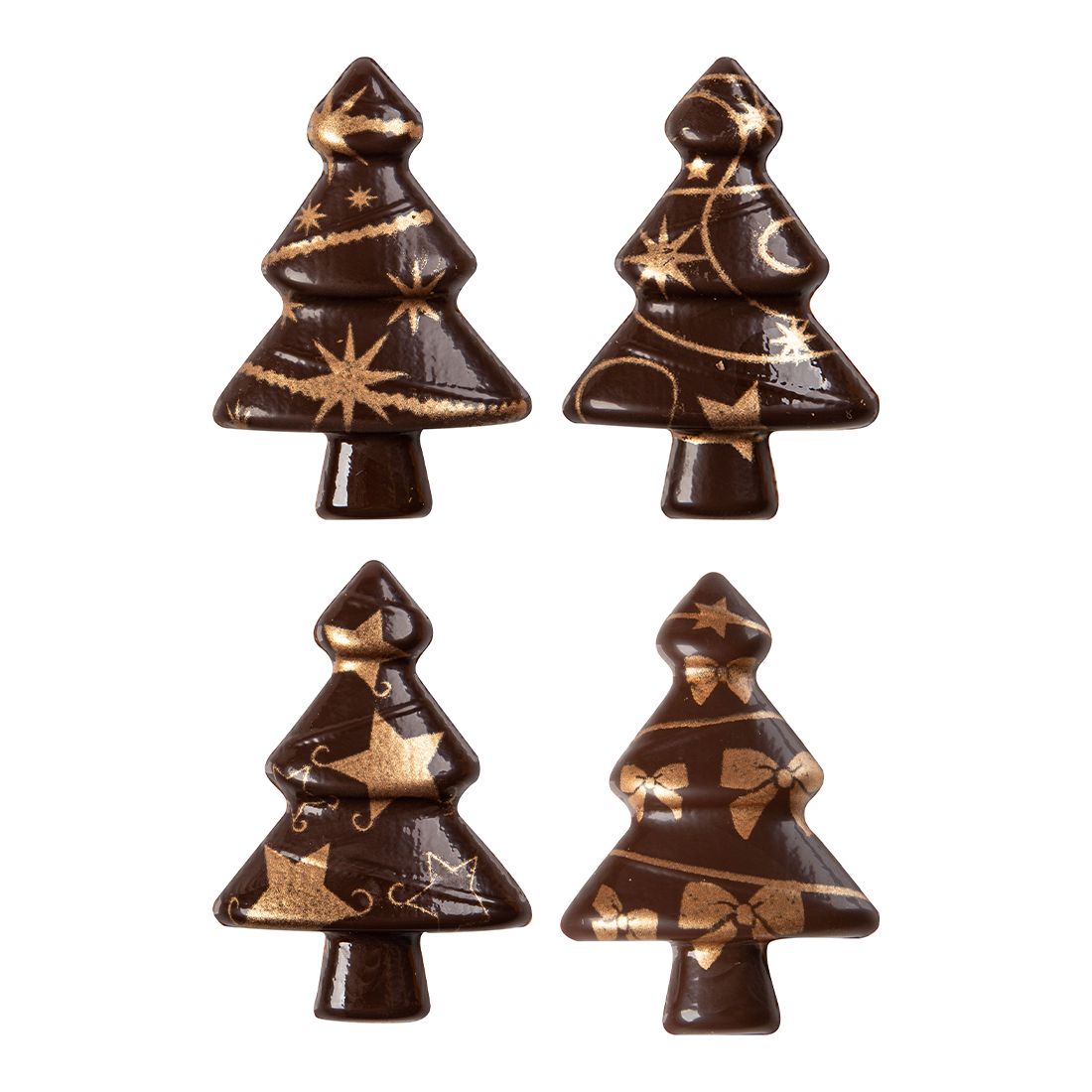 Árbol de Navidad de chocolate negro 50x35 mm (64 u.) · 64 unidades · Artipas