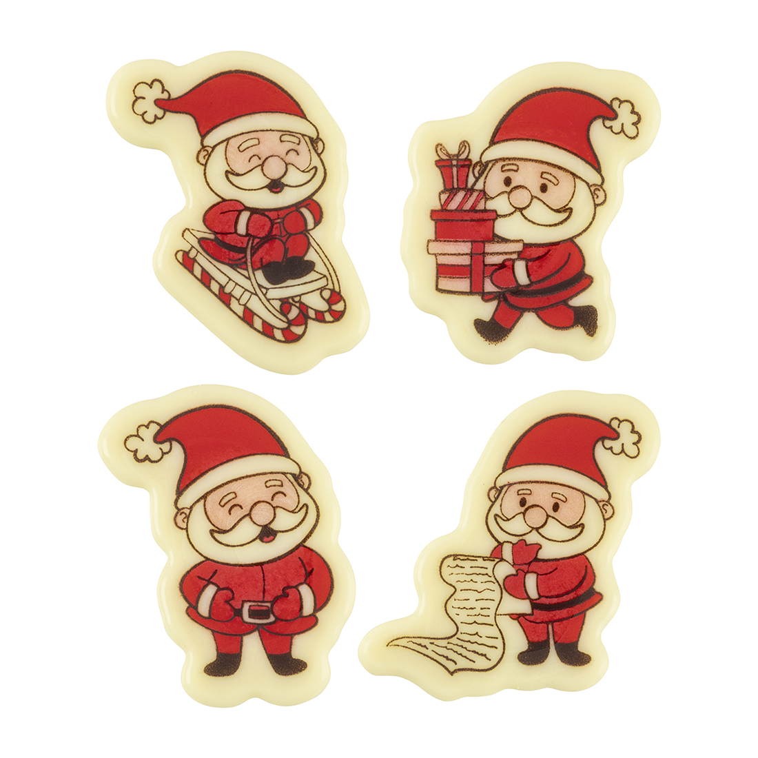 Placas Santa Claus de Chocolate Blanco h 45 mm (100 mm) · 100 unidades · Artipas