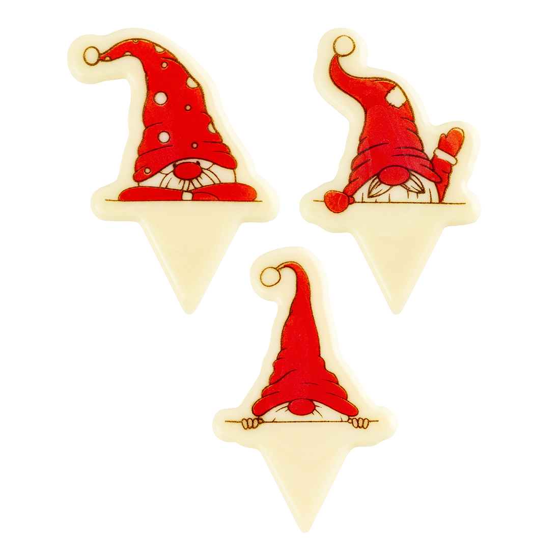 Pick Gnomo de Navidad de Chocolate Blanco h 62 mm (90 u.) · 90 unidades · Artipas