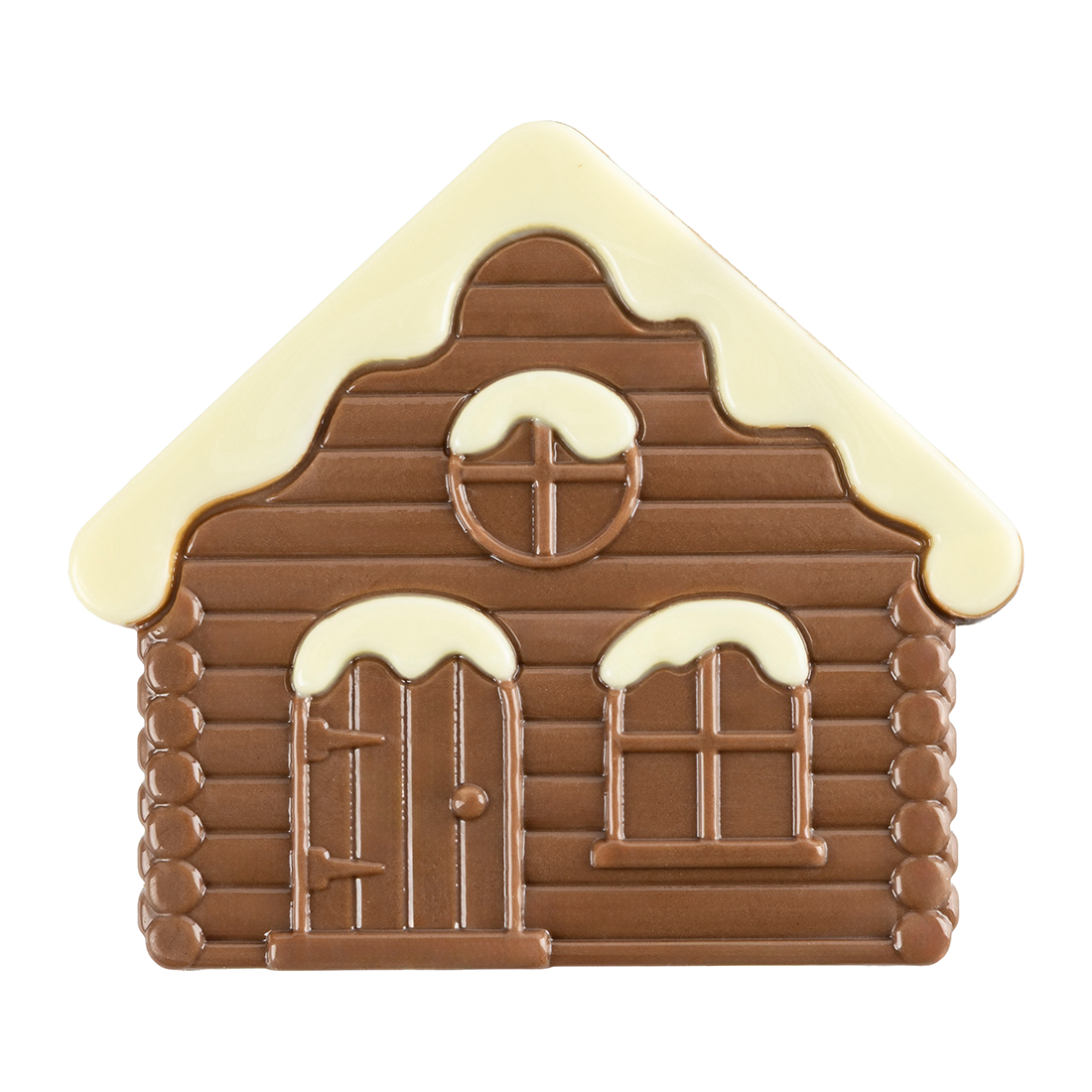 Final de tronco casa de chocolate con leche y blanco 90x85 mm (40 u.) · 40 unidades · Artipas