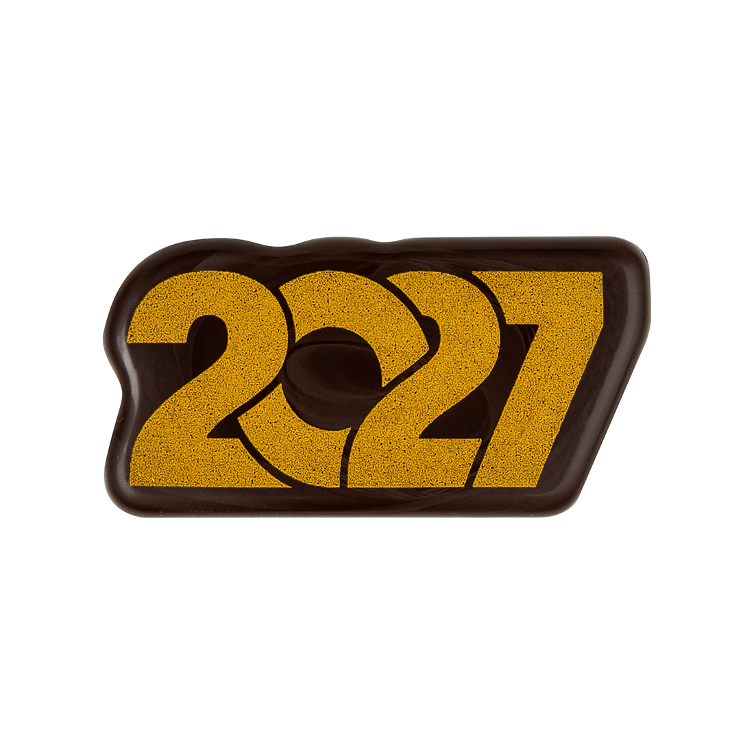 Letrero Año Nuevo *2027* de chocolate negro 45x23 mm (125 u.) · 125 unidades · Artipas