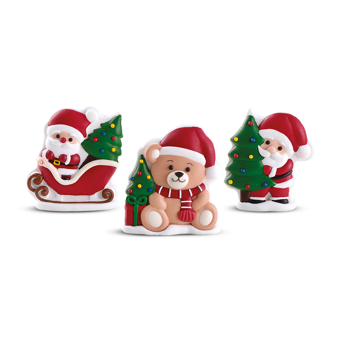 Papá Noel, trineo y oso de azúcar h55-60 mm (24 u.) · 24 unidades · Artipas