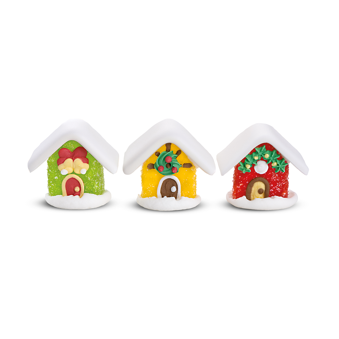 Casa 3D mediana de azúcar y gominola h45 mm (30 u.) · 30 unidades · Artipas
