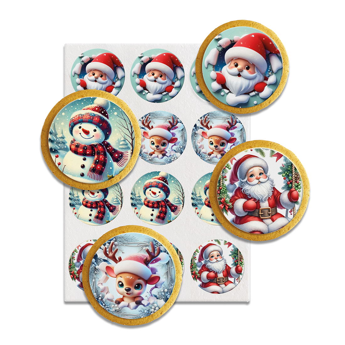Discos para galletas y cupcakes de Navidad de azúcar ø60 mm (10 hojas / 120 u.) · Artipas