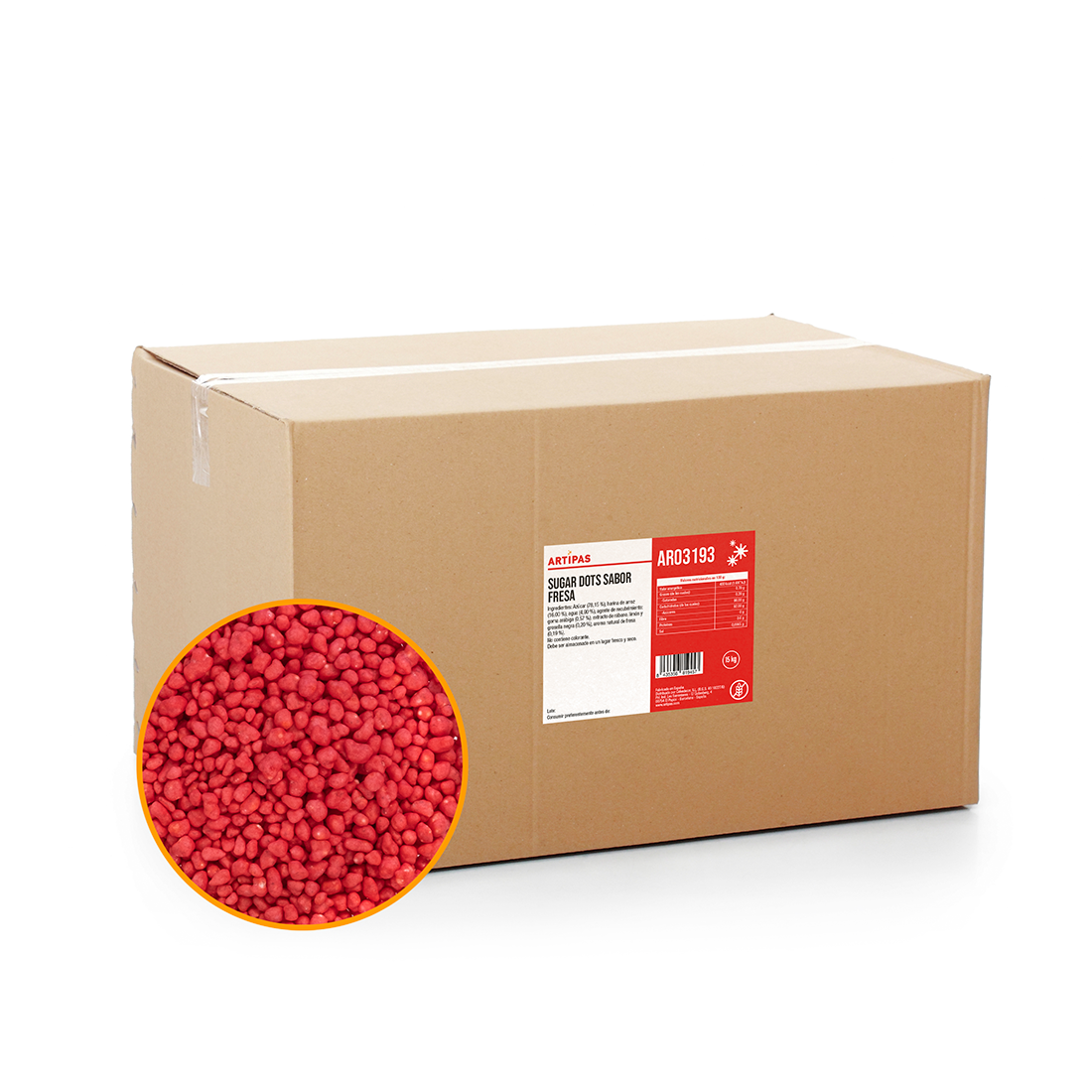 Sugar Dots Sabor Fresa (15 kg) · Artipas