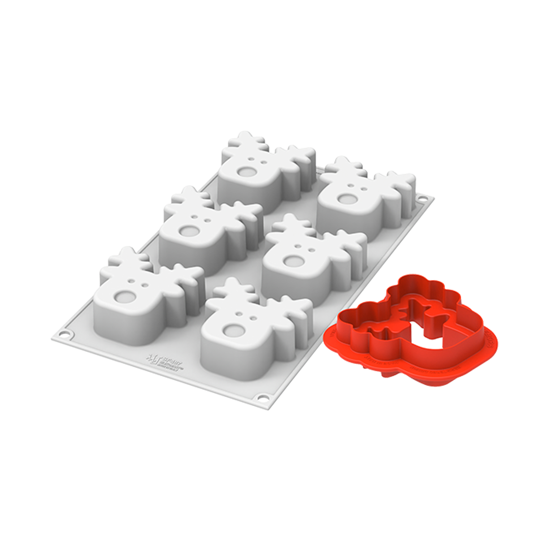 Molde Rudolph de silicona 6 piezas 73x72 h30 mm 100 ml + cortante de plástico ABS (1 Set) · Artipas