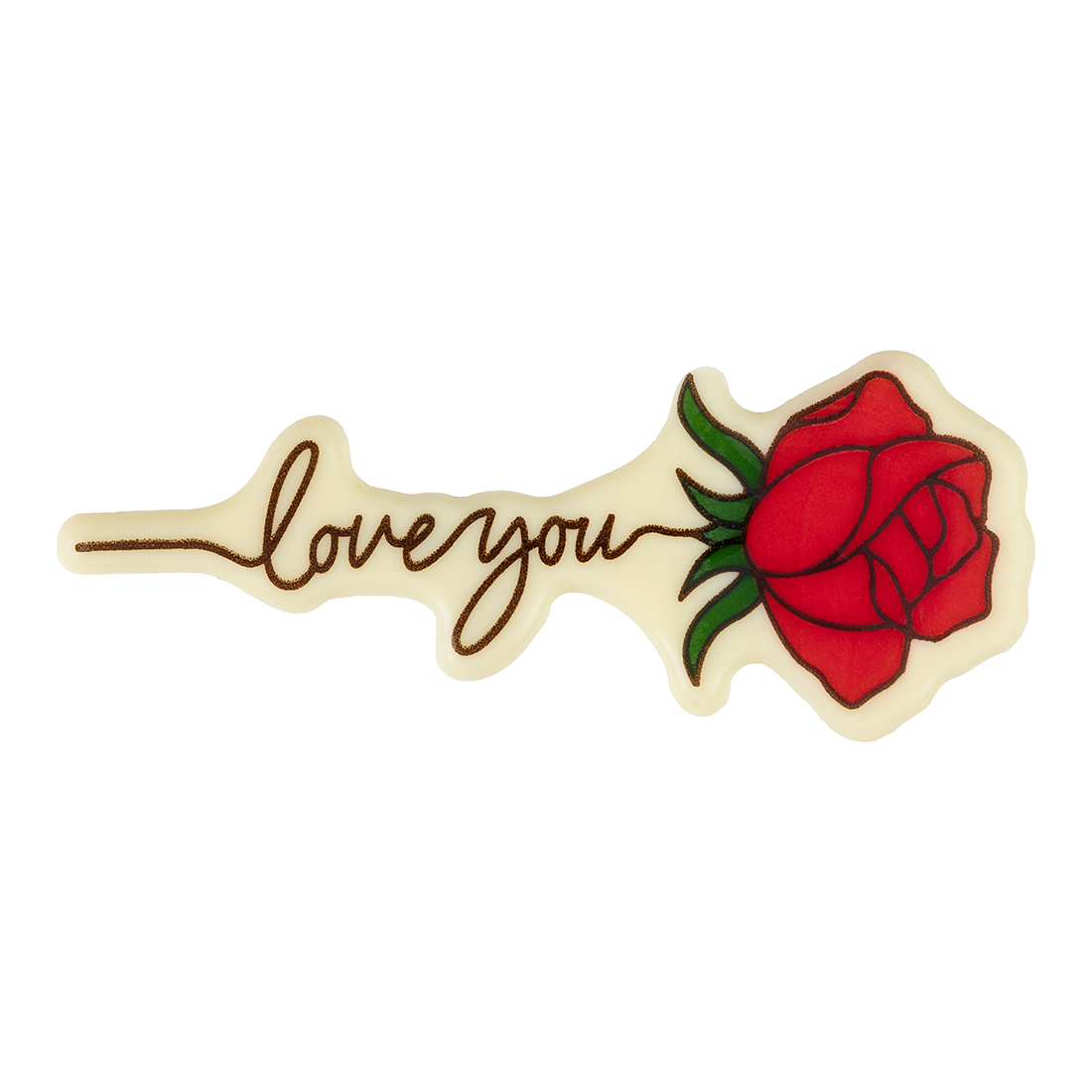 Rosa roja "love you" Chocolate blanco 114x46 mm (40 u.) · 40 unidades · Artipas