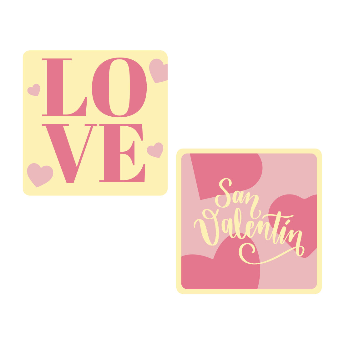 Placas *Love* y *San Valentín* de chocolate blanco 30x30 mm (224 u.) · 224 unidades · Artipas