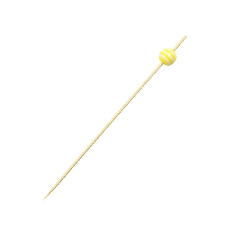 Brocheta de Bambú Peonza Blanca y Amarilla · 200 unidades · Artipas