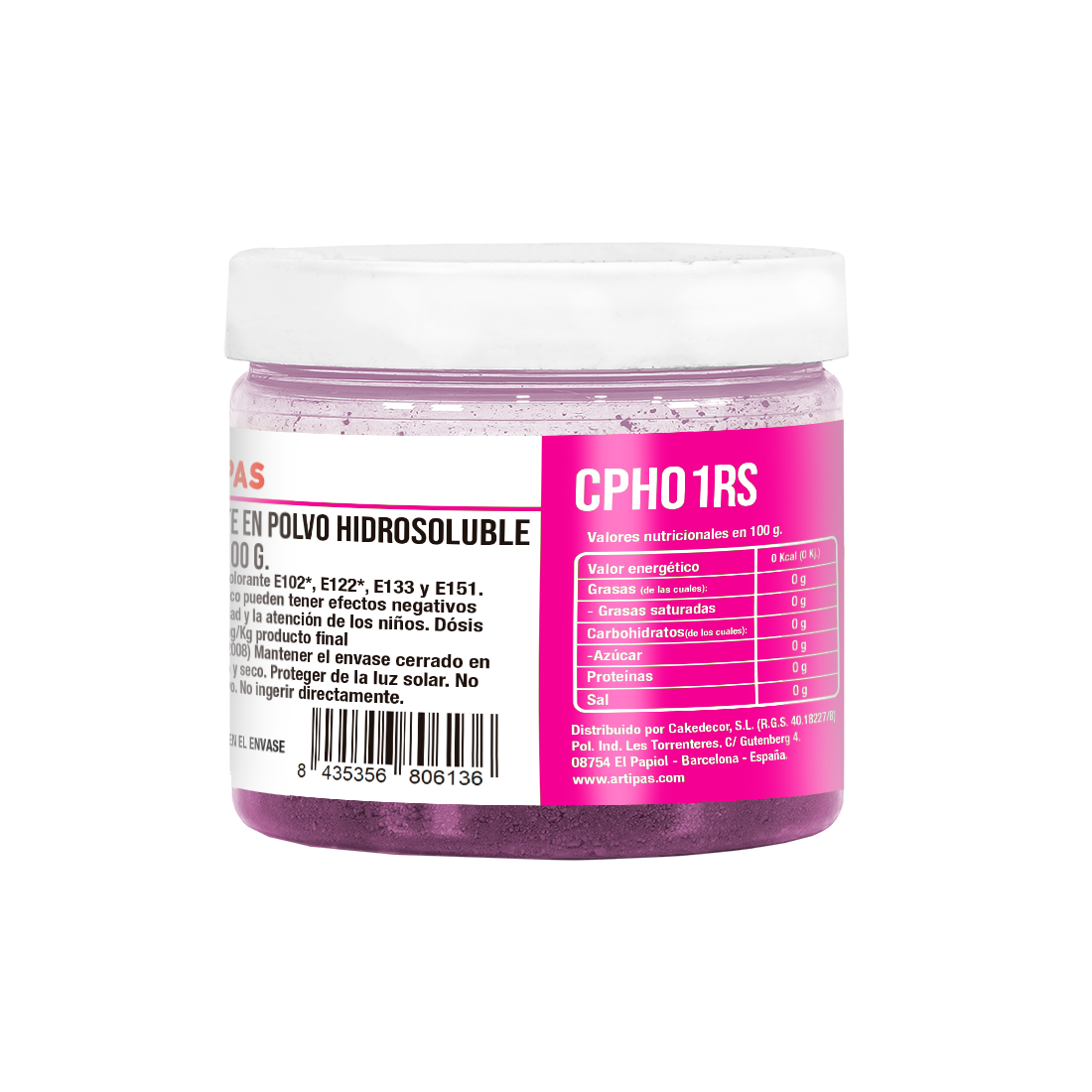 Colorante Rosa Hidrosoluble en Polvo · 100 unidades · Artipas