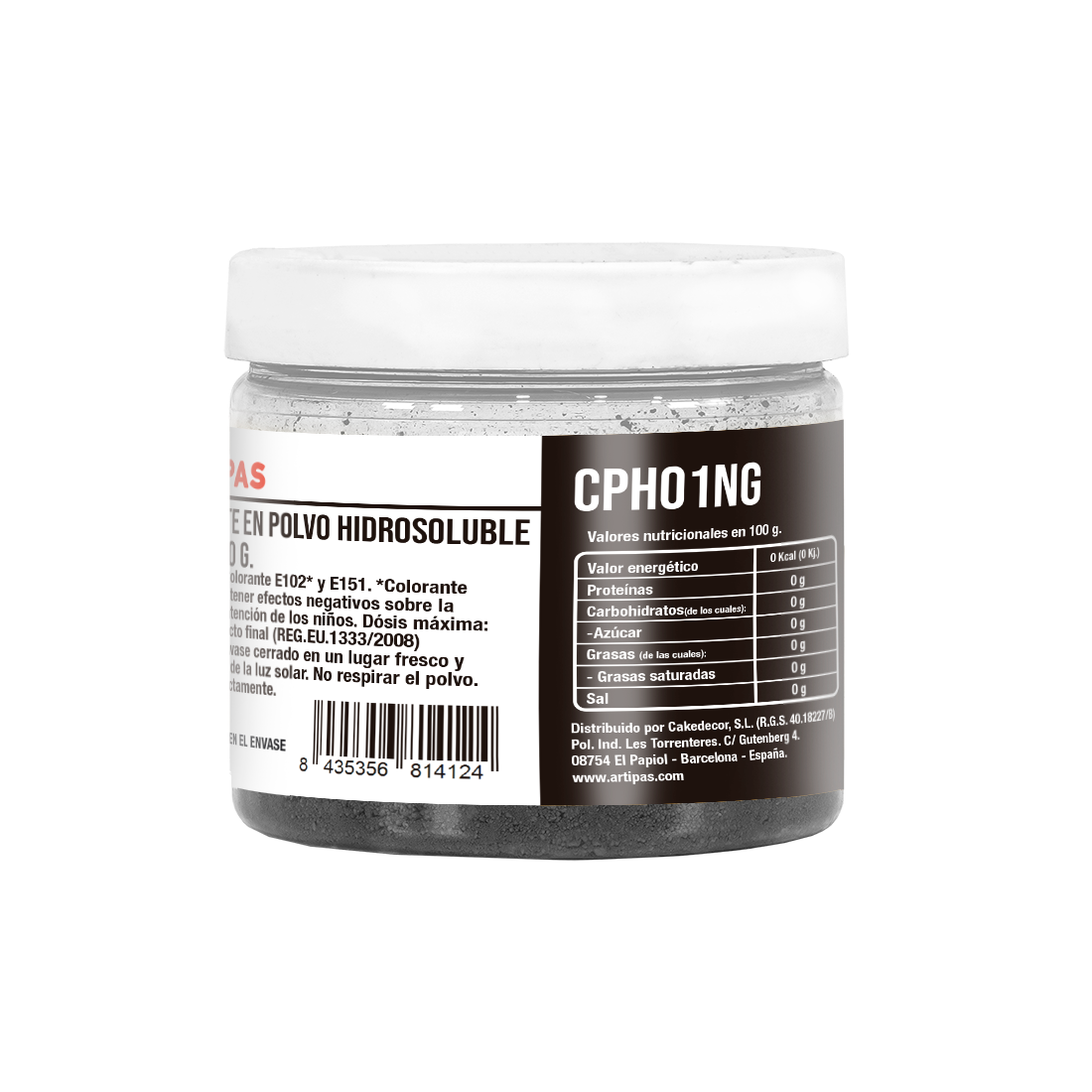 Colorante Negro Hidrosoluble en Polvo · 100 unidades · Artipas