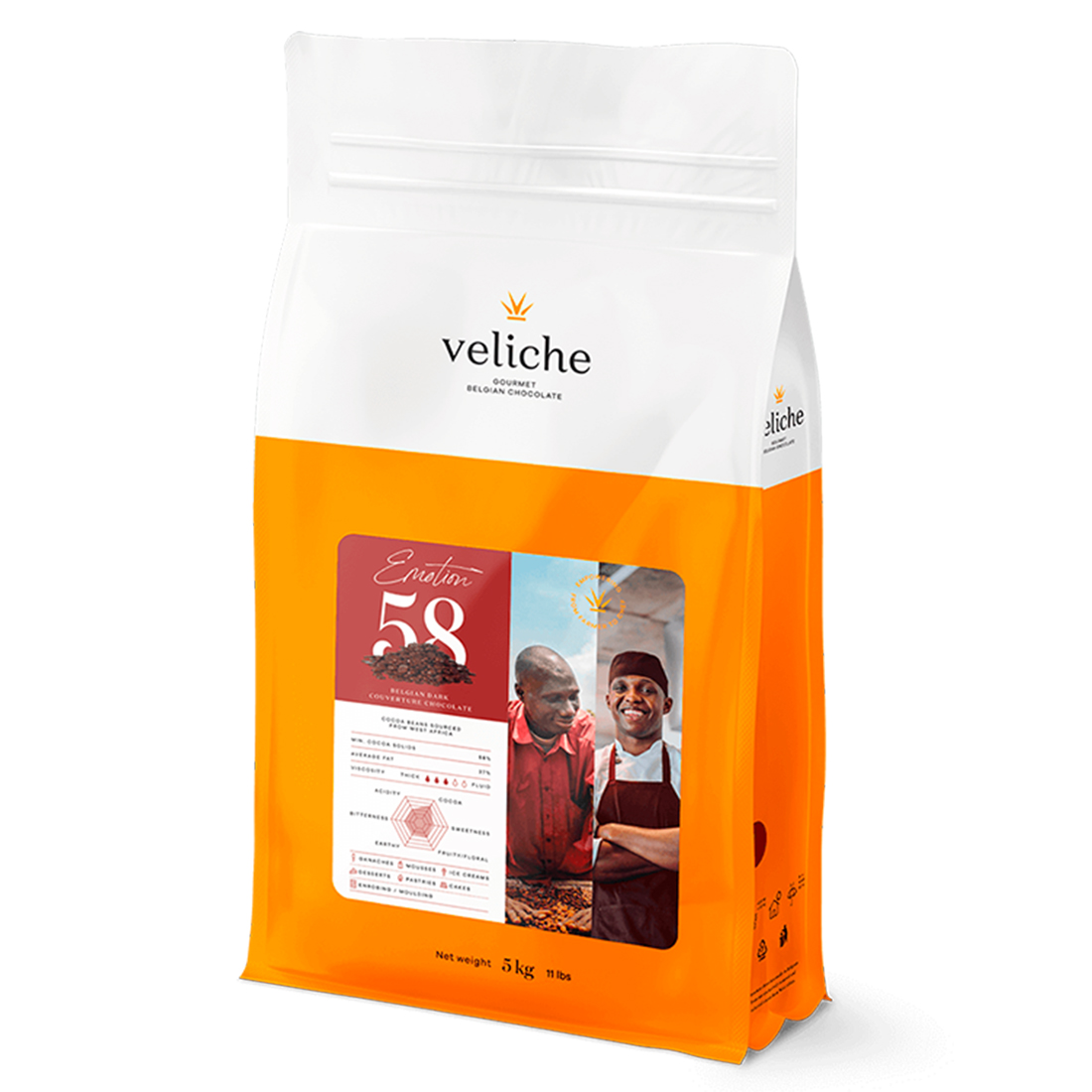 Emotion 58. Cobertura de Chocolate Negro 58 % 5 kg · 5 unidades · Artipas