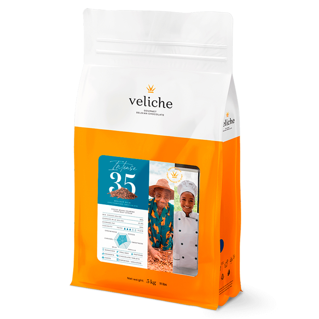 Intense 35. Cobertura de Chocolate con Leche 35 % 5 kg · 5 unidades · Artipas