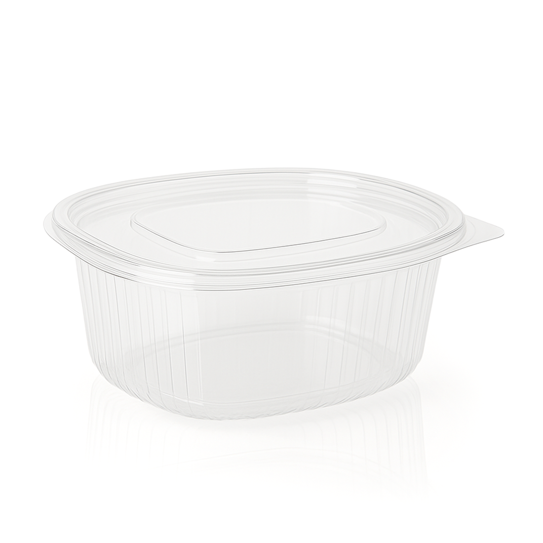 Tarrina con tapa de bisagra transparente de poliestireno 500 ml (600 u.) · 450 unidades · Artipas