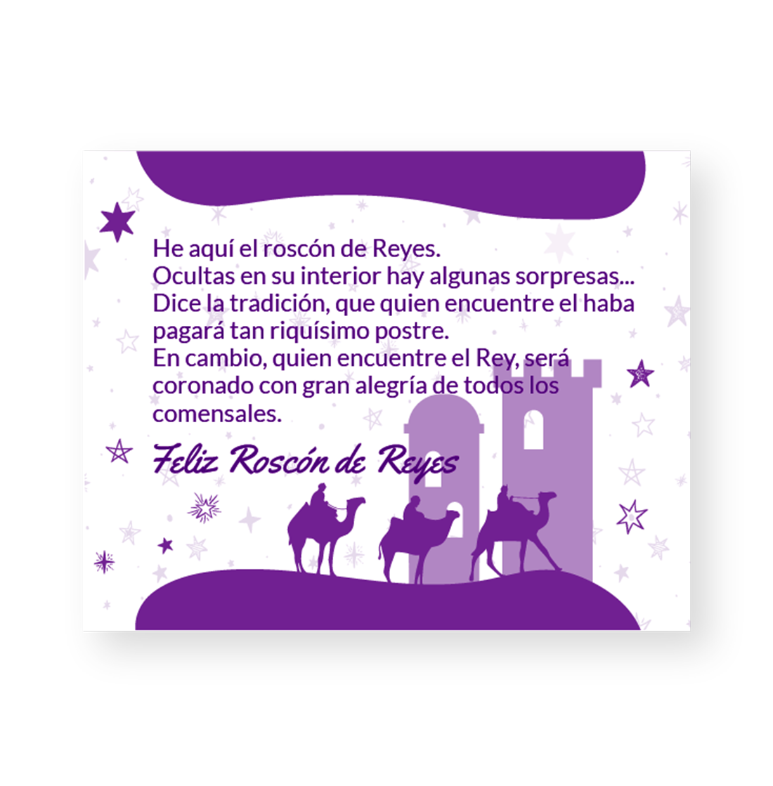 Tarjeta Reyes Cartulina Castellano · 100 unidades · Artipas