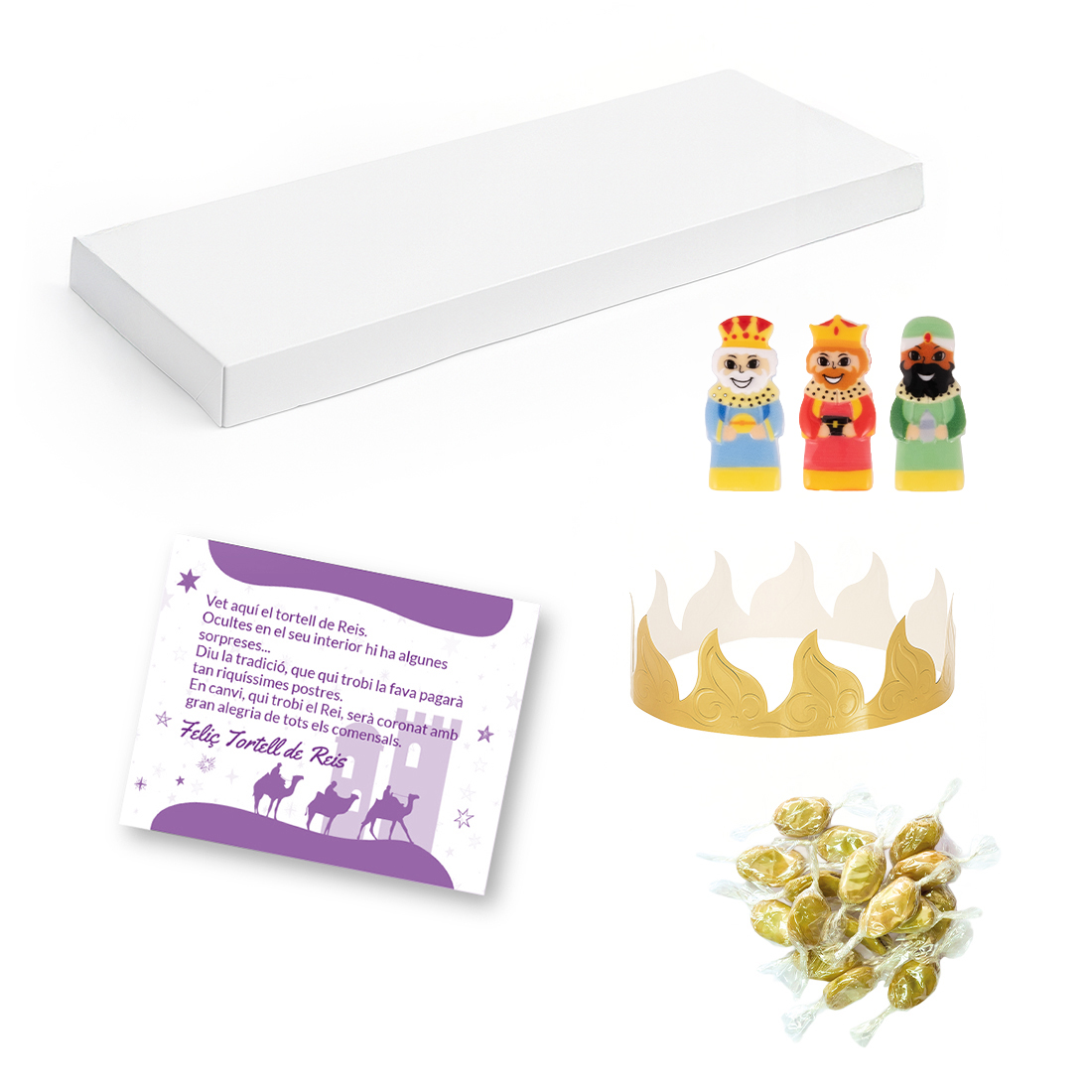 Set para Roscón Rey + Haba Envuelta + Tarjeta Catalán · Artipas