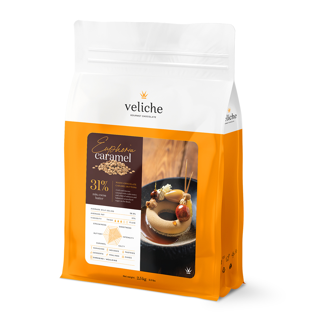 Caramel Euphoria 31. Cobertura de Chocolate Blanco 31 % y Caramelo 2,5 kg · Artipas