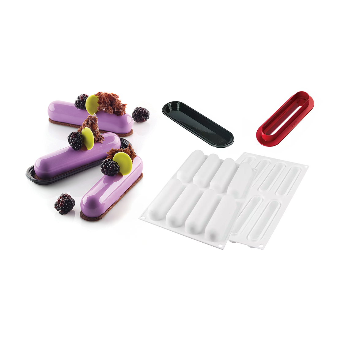 Molde Fingers de silicona 8 piezas 130x27 mm 100 ml + 10 bandejas + cortante (1 Set) · Artipas