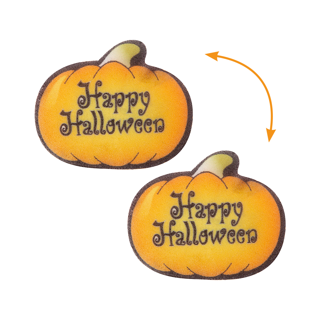 Calabaza Happy Halloween a Doble Cara de Oblea 50x40 mm (100 u.) · 100 unidades · Artipas