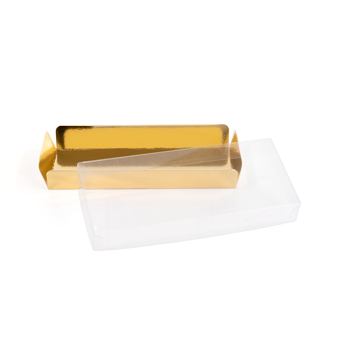 Cajas de Turrón Dorada 4 Alas 210x90x3 y Tapa de Acetato Anónima (1 u.) · Artipas