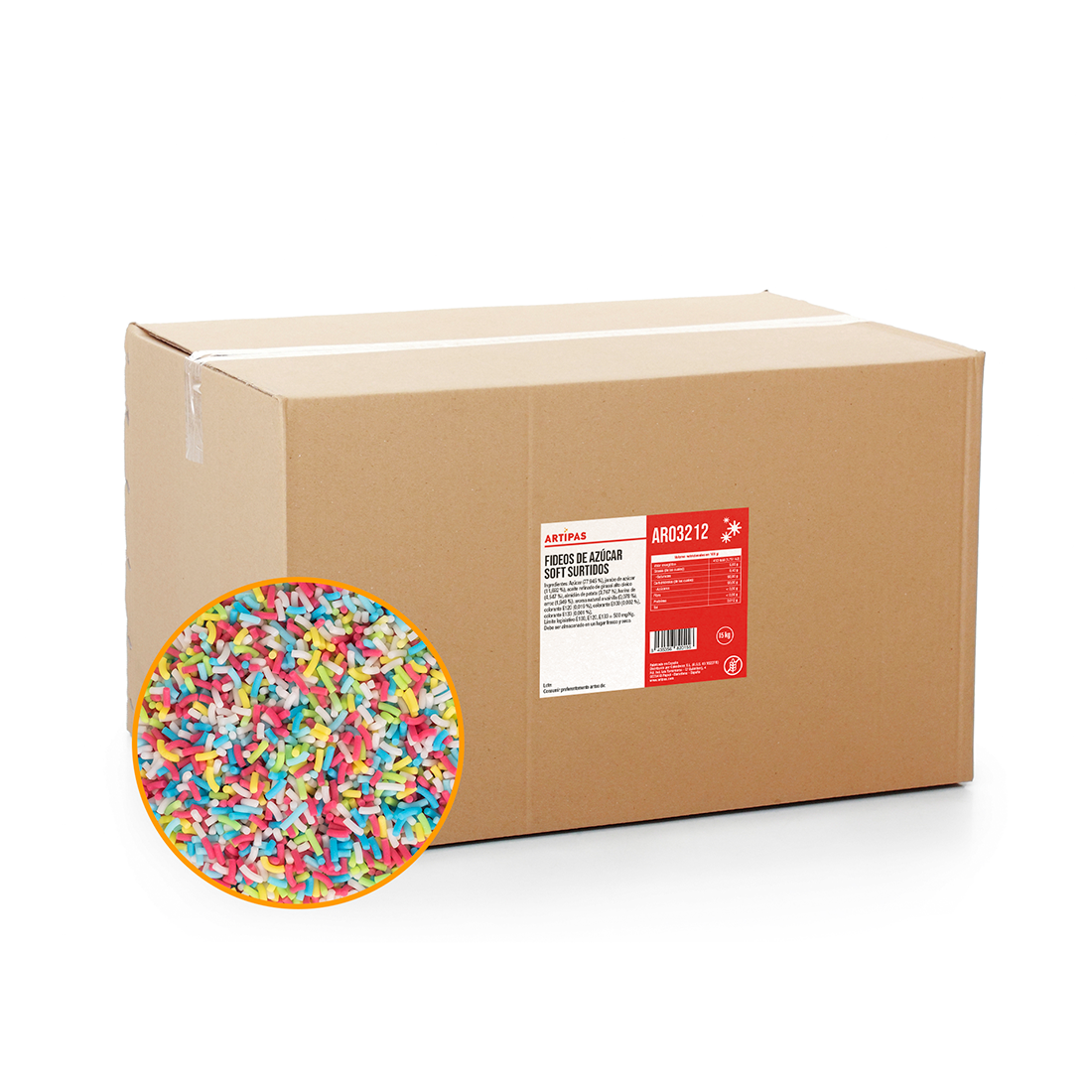 Fideos de Azúcar Soft Surtidos (15 kg) · Artipas