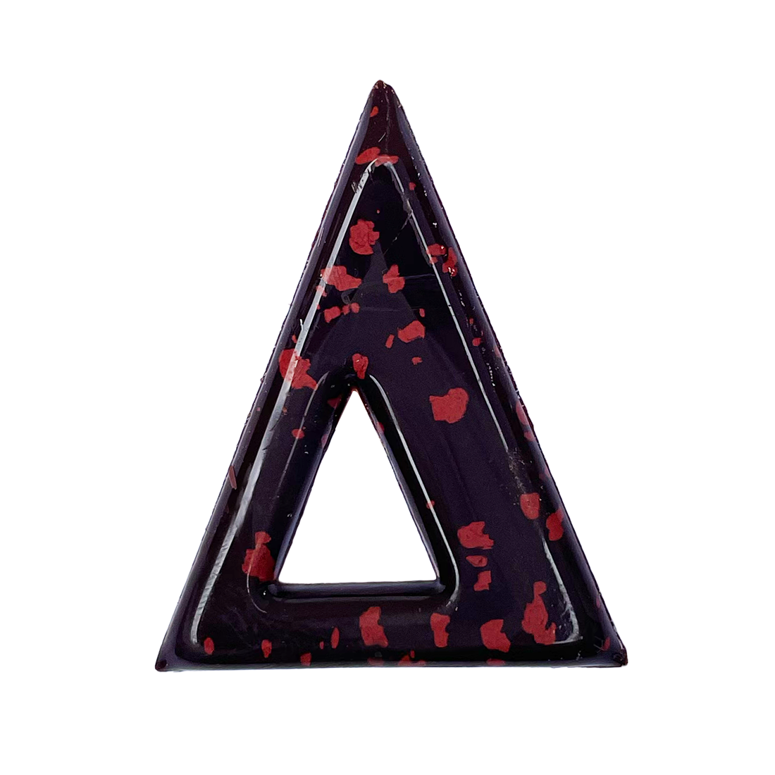 Triángulo moteado Rojo de Chocolate negro 45x36 mm (144 u.) · 168 unidades · Artipas