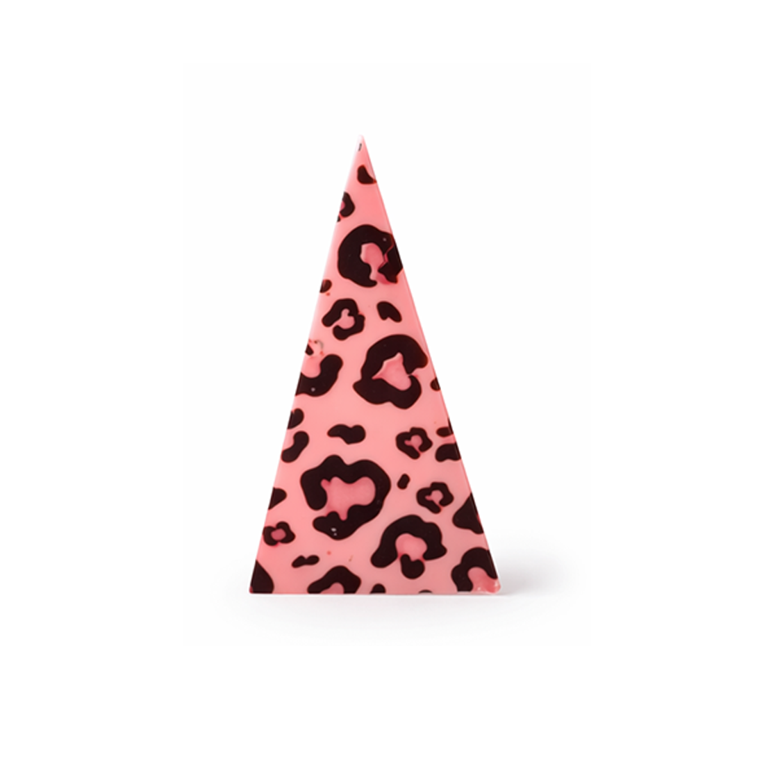 Placa triangular animal print rosa de chocolate blanco 70 x 35 mm (150 u.) · 150 unidades · Artipas