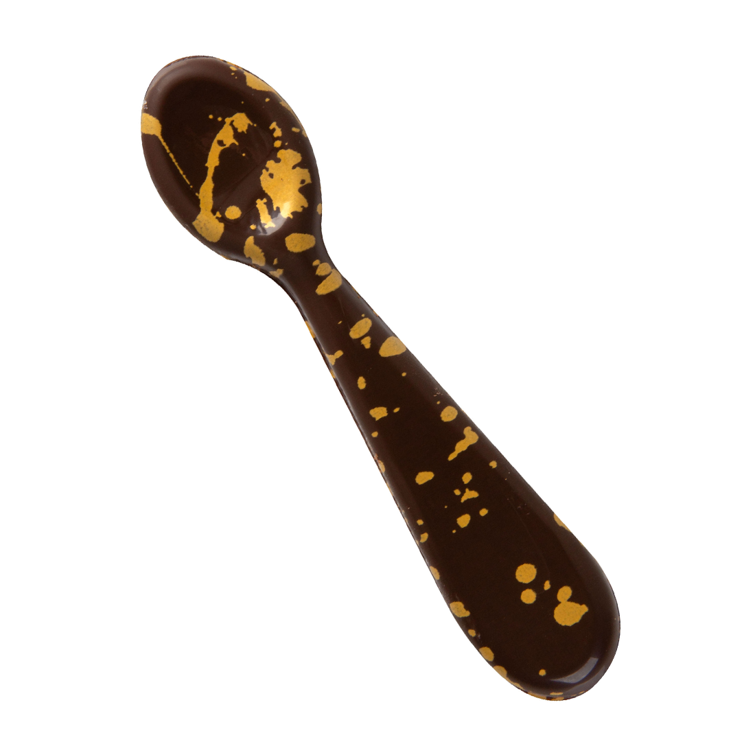Cucharita moteada oro de chocolate negro 98 x 23 mm (40 u.) · Artipas