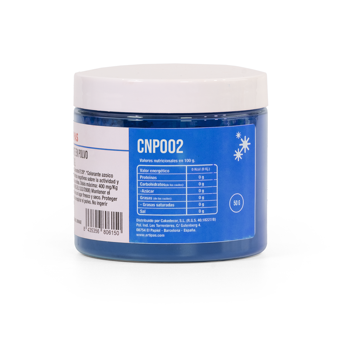 Colorante natural en polvo hidro/liposoluble azul 20-50 µm (50 g) · Artipas