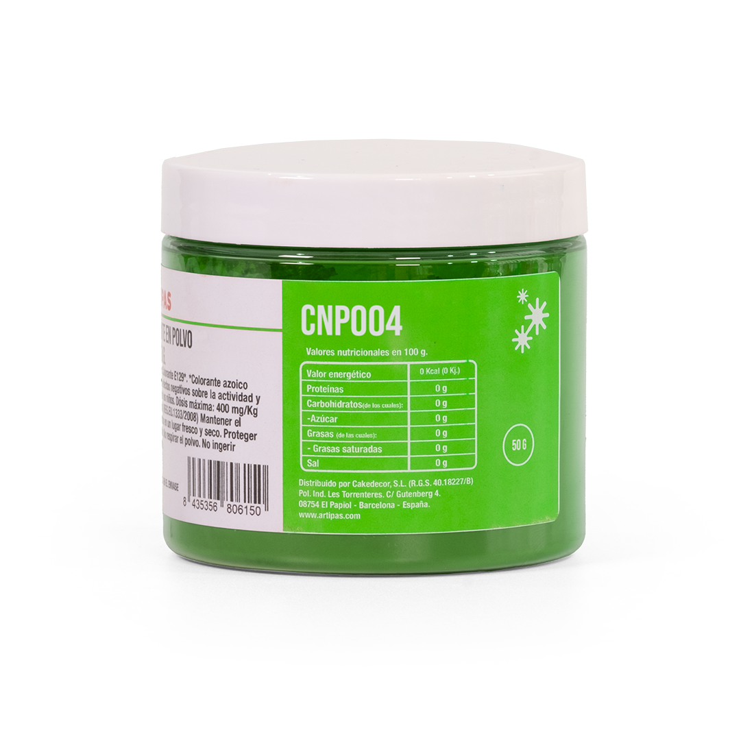 Colorante natural en polvo hidro/liposoluble verde20-50 µm (50 g) · Artipas