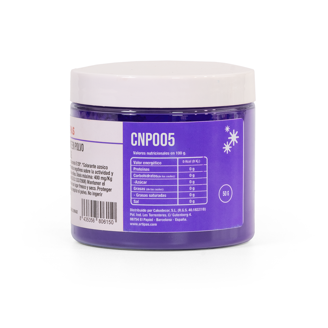 Colorante natural en polvo hidro/liposoluble violeta 20-50 µm (50 g) · Artipas